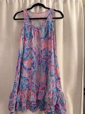 Lilly Pulitzer Evangelia Pima Cotton Racer Back Dress in Pink Sunset Size XS
